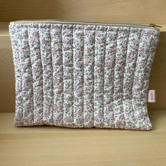 Pochette de voyage/ Housse I pad - Matelassé petites fleurs rose